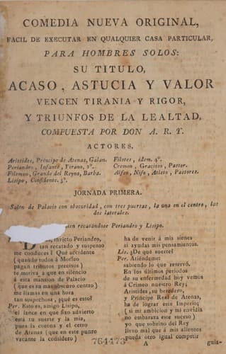Tapa de Comedia nueva original, fácil de executar en qualquier casa particular, par hombres solos