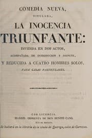 Tapa de Comedia nueva titulada La inocencia triunfante