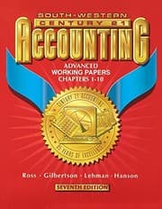 Tapa de Century 21 Accounting 7E Advanced Course - Working Papers - Chapters 1-11