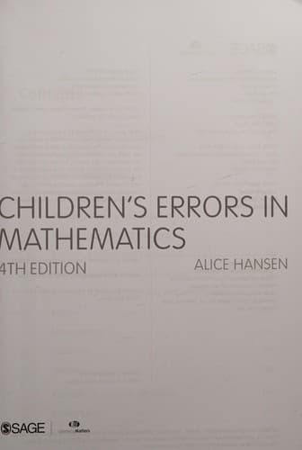 Tapa de Children's Errors in Mathematics