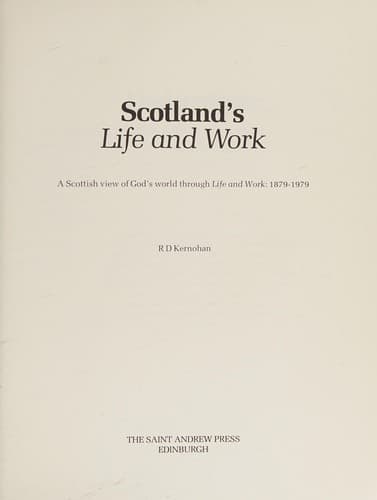 Tapa de Scotland's Life and work'