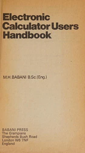Tapa de Electronic Calculator Users Handbook