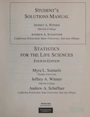 Tapa de Student Solutions Manual for Statistics for the Life Sciences