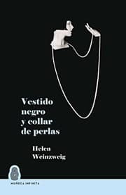 Tapa de Vestido negro y collar de perlas