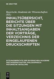 Tapa de Inhaltsübersicht, Berichte über Die Sitzungen Mit Inhaltsangaben der Vorträge, Verzeichnis der Eingelaufenen Druckschriften