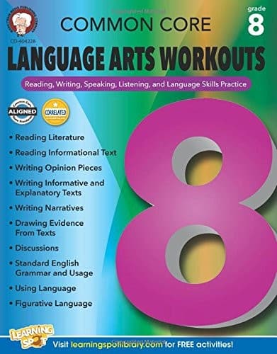 Tapa de Common Core Language Arts Workouts, Grade 8