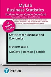 Tapa de MyLab Statistics with Pearson EText -- Combo Access Card -- for Statistics for Business and Economics