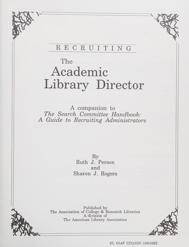 Tapa de Recruiting the academic library director