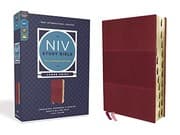 Tapa de NIV Study Bible, Fully Revised Edition, Large Print, Leathersoft, Burgundy, Red Letter, Thumb Indexed, Comfort Print