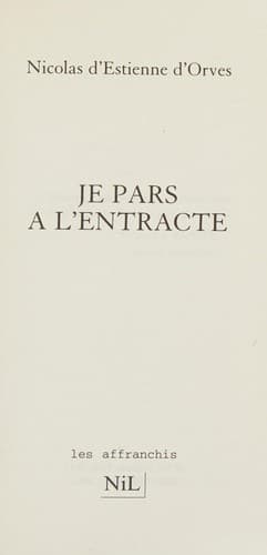Tapa de Je pars à l'entracte