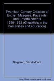 Tapa de Twentieth-century criticism of English masques, pageants, and entertainments