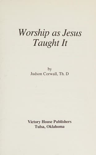 Tapa de Worship as Jesus taught it
