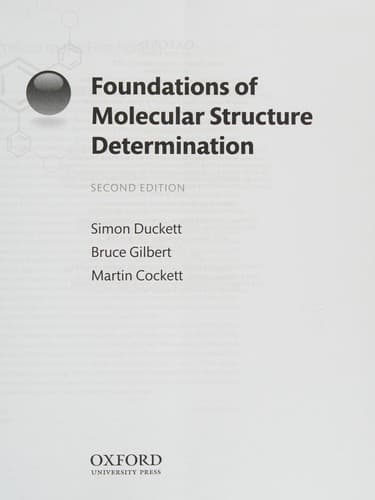 Tapa de Foundations of Molecular Structure Determination