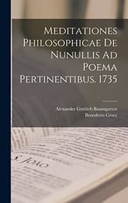 Tapa de Meditationes Philosophicae de Nunullis Ad Poema Pertinentibus. 1735