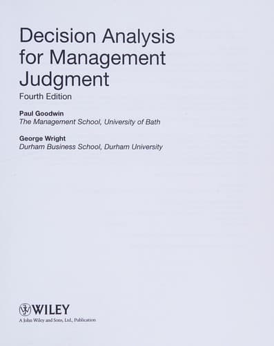 Tapa de Decision analysis for management judgment