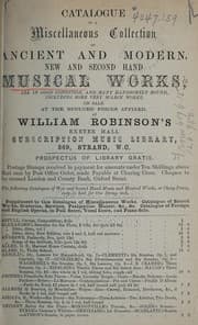 Tapa de Catalogue of a miscellaneous collection of ancient and modern, new and second hand musical works ...