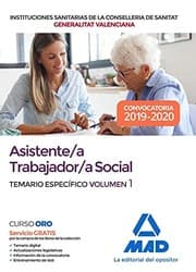 Tapa de Asistente/a trabajador/a social de las Instituciones Sanitarias de la Conselleria de Sanitat de la Generalitat Valenciana. Temario específico volumen 1