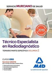 Tapa de Técnico Especialista en Radiodiagnóstico del Servicio Murciano de Salud. Temario parte específica volumen 2
