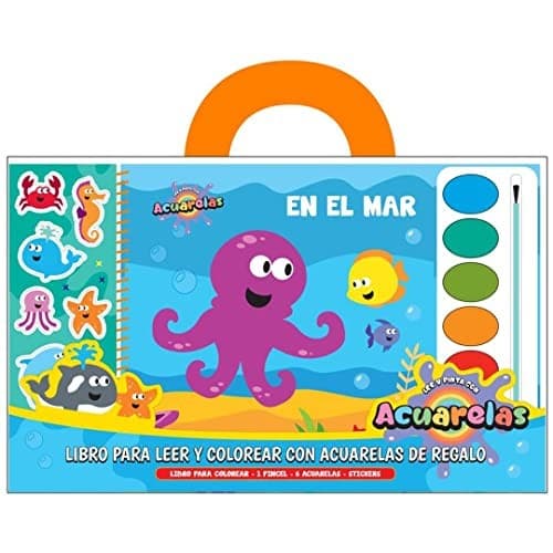 Tapa de En el mar. Libros para leer y colorear con acuarelas.