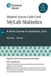 Tapa de MyLab Statistics with Pearson EText -- 18 Week Standalone Access Card -- for a First Course in Statistics