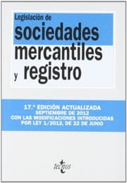 Tapa de Legislación de sociedades mercantiles y registro