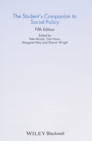 Tapa de Student's Companion to Social Policy