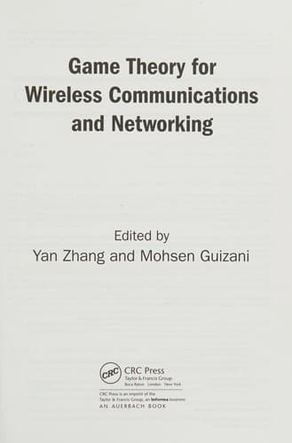Tapa de Game theory for wireless communications and networking