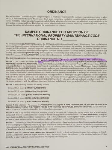 Tapa de 2003 International property maintenance code