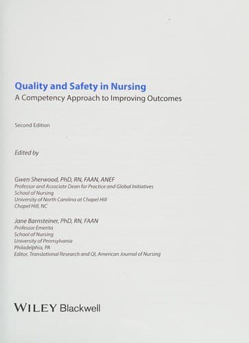 Tapa de Quality and safety in nursing