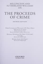 Tapa de Millington and Sutherland Williams on the Proceeds of Crime