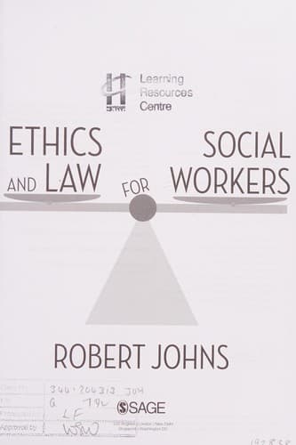 Tapa de Ethics and Law for Social Workers