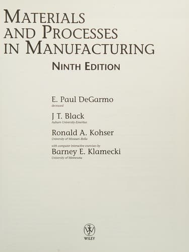 Tapa de Materials and processes in manufacturing