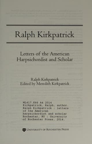 Tapa de Ralph Kirkpatrick