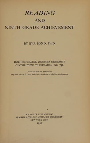 Tapa de Reading and ninth grade achievement