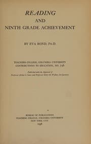 Tapa de Reading and ninth grade achievement