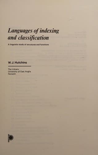 Tapa de Languages of indexing and classification