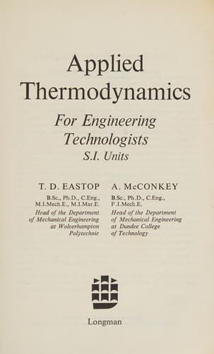Tapa de Applied thermodynamics for engineering technologists