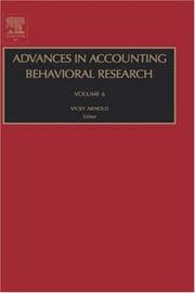 Tapa de Advances in Accounting Behavioral Research, Volume 6 (Advances in Accounting Behavioral Research)