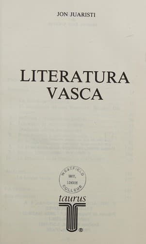 Tapa de Literatura vasca