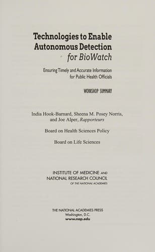 Tapa de Technologies to Enable Autonomous Detection for BioWatch