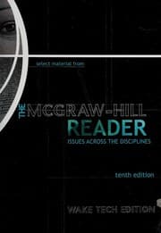Tapa de Select material from "The McGraw-Hill Reader, Issues Across the Disciplines" -- Custom Edition for Wake Tech Community College -- Tenth Edition