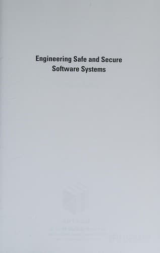 Tapa de Engineering safe and secure software systems