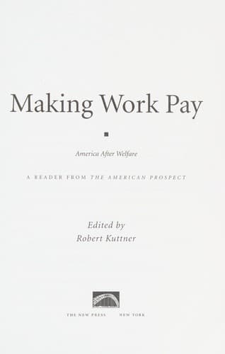 Tapa de Making work pay
