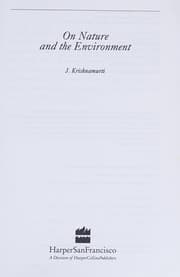 Tapa de On nature and the environment