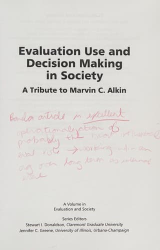 Tapa de Evaluation use and decision-making in society