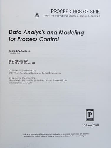 Tapa de Data analysis and modeling for process control