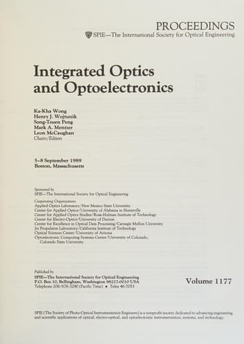 Tapa de Integrated optics and optoelectronics
