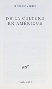 Tapa de De la culture en Amérique