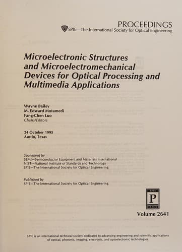 Tapa de Microelectronic Structures and Microelectromechanical Devices for Optical Processing and Multimedia Applications