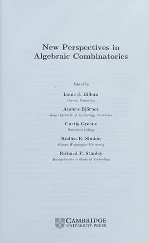 Tapa de New perspectives in algebraic combinatorics